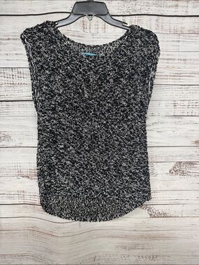 Alice & Olivia Marled Black Sleeveless Sweater